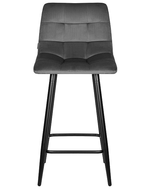 Стул полубарный DOBRIN OLIVIA (черные матовые ножки, темно-серый велюр (108-91)) - Вид 6