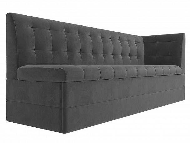 Кухонный диван Бриз с углом (полностью велюр серый) - Вид 3