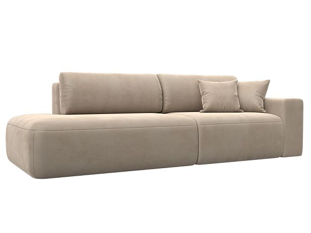 Диван прямой Лига-036 Модерн подлокотник справа Велюр бежевый - Вид 1