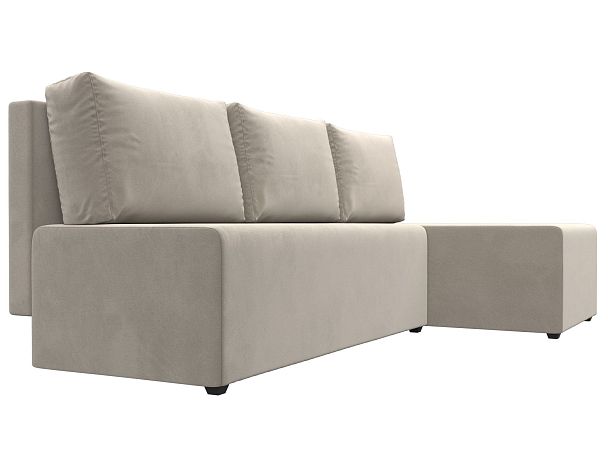 Угловой диван Поло правый (полностью микровельвет бежевый) - Вид 3