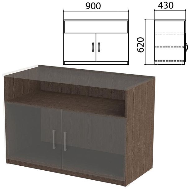 Каркас тумбы для оргтехники "Канц" 900х430х677 мм, цвет венге, ТК28.16.2 - Вид 2