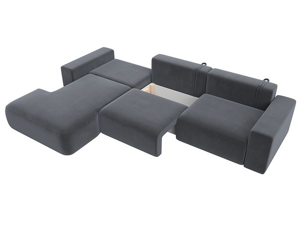 Диван угловой Лига-036 Классик Лонг левый угол Велюр серый - Вид 8