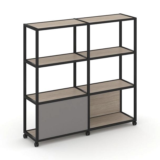 Shelf Mobile Стеллаж 4 уровня 2 секции VR.LT-STK-413.06 Дуб Аттик/Металл Черный/W-11 1170*400*1523 - Вид 1