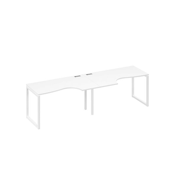 Рабочая станция столы Классика на каркасе QUATTRO (2х140) A4 А4 Б4 043-2 БП белый премиум / металлокаркас белый - Вид 1