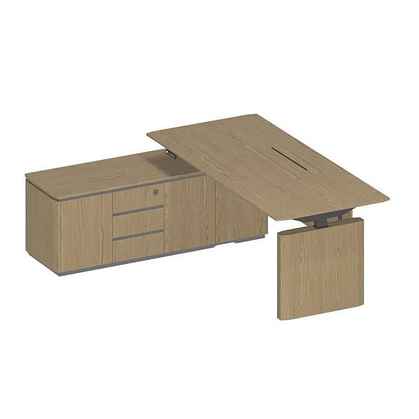 Стол руководителя ION на электроприводе на опорной тумбе левый ИН 138 ГР - Вид 1