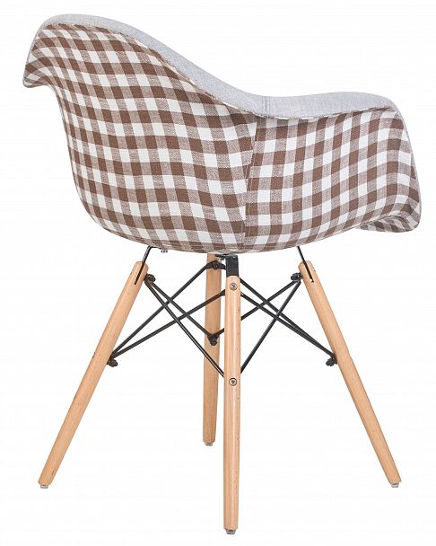Стул обеденный DOBRIN DAW MONICA (ножки светлый бук, сиденье 009 коричневая клетка, бежевая ткань) - Вид 4
