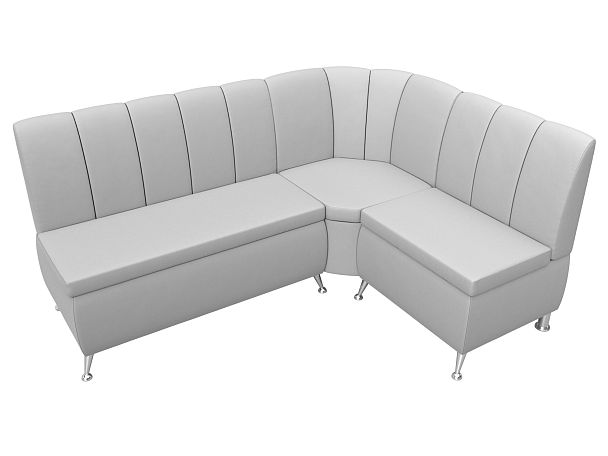 Кухонный угловой диван Кантри правый (полностью экокожа белая) - Вид 5