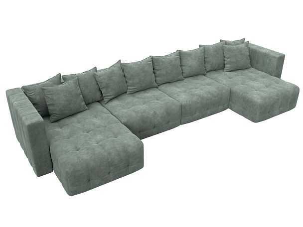 Диван П-образный Лига-052 НПБ Лонг Велюр зеленый - Вид 6