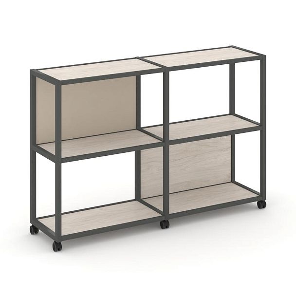 Shelf Mobile Стеллаж 3 уровня 2 секции VR.LT-STK-312.10 Денвер Светлый/Металл Антрацит/W-04 1970*400*1046 - Вид 1