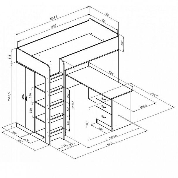 Кровать-чердак "Теремок-3" - Вид 3