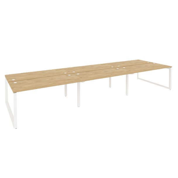 Onix Рабочая станция на О-образном м/к O.MO-D.RS-6.4.7 Тиквуд светлый/Белый металл 4740*1475*750 - Вид 1