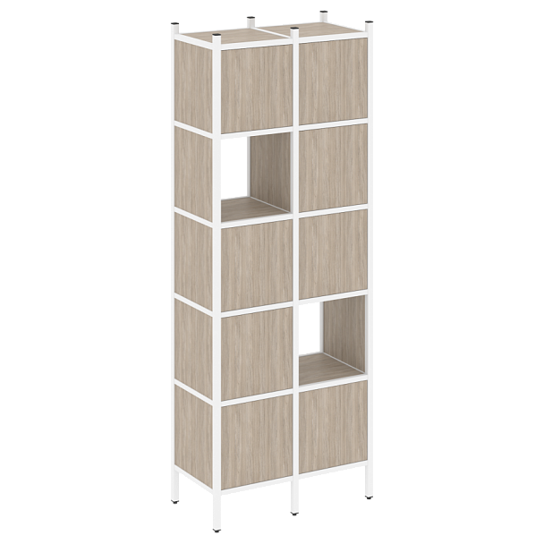 Loft Прямой стеллаж наборный VR.L-05 Дуб аттик/Белый металл 862*446*1869 - Вид 1