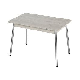 Стол Лион 1 ЛДСП (Подстолье косое хром(мет)) НЕ ВЫБИРАТЬ Дуб крафт белый - Фото предпросмотра