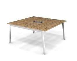 MATRIX 121S205-A Стол прямой двойной, пров-ик Merida (А-опоры) 1580х1590х775 Дуб Крафт Золотой/Белый - Фото предпросмотра