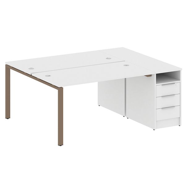 Metal System Р. ст. с тумбой на П-образном м/к БП.РС-СТП-2.3 Белый/Мокко металл 1812*1475*750 - Вид 1