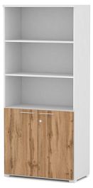 MATRIX 149Н004-2013 Шкаф-стеллаж широкий с замком 800х420х1760 Дуб Крафт Золотой/Белый - Фото предпросмотра