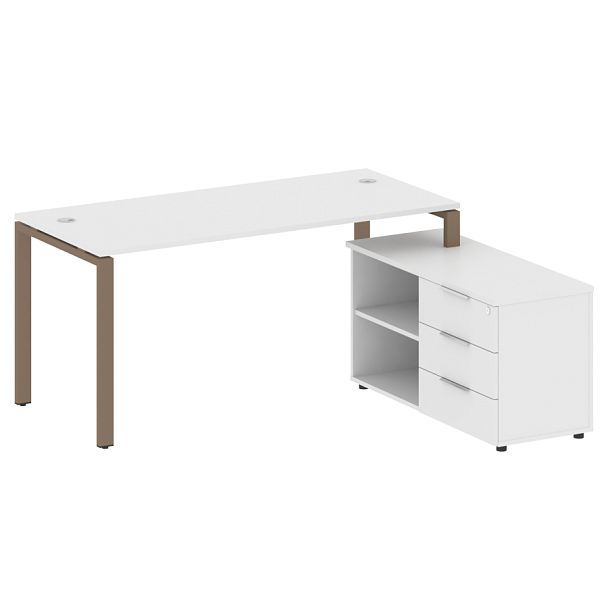 Metal System Р. ст. с тумбой на П-образном м/к БП.РС-СТС-2.4 (R) Белый/Мокко металл 1700*1520*750 - Вид 1