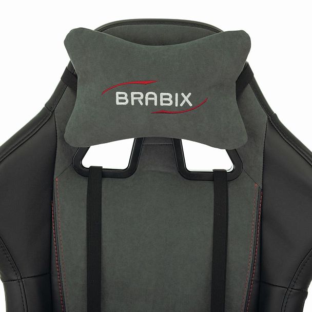 Кресло компьютерное BRABIX "Striker GM-121", синхромеханизм, 2 подушки, экокожа/велюр, черное/серое, 532961 - Вид 12