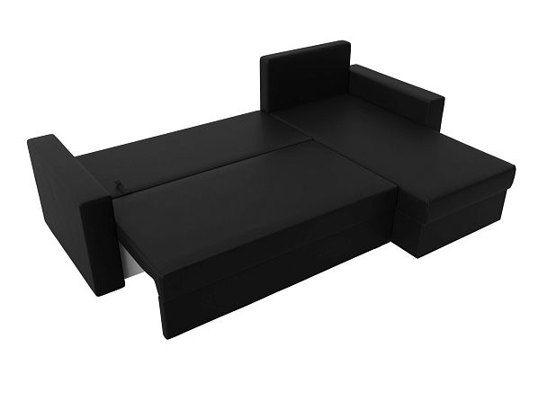 Угловой диван Траумберг Лайт правый (полностью экокожа черная) - Вид 9