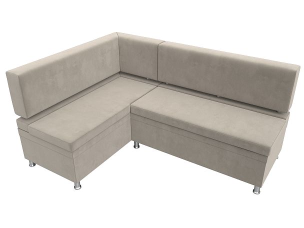 Кухонный уголок Стайл левый (полностью микровельвет бежевый) - Вид 5