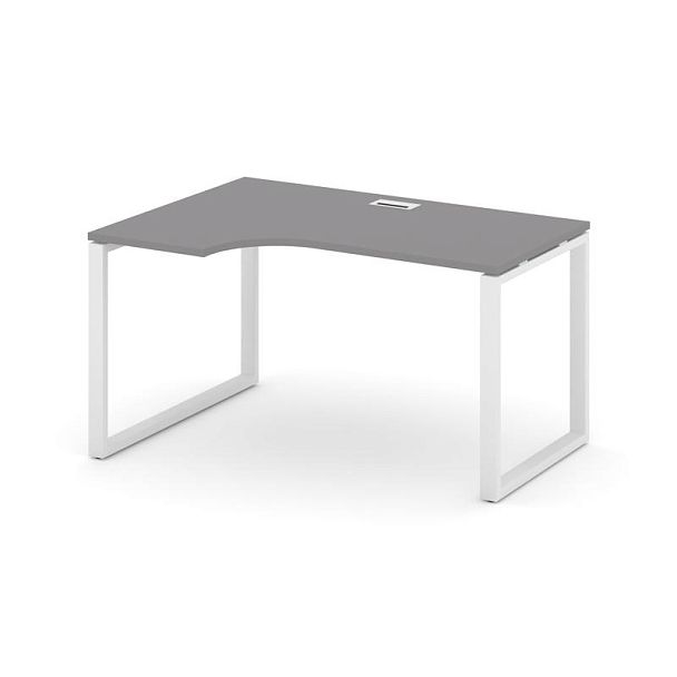 Стайл Проджект Стол рабочий эргономичный SN-6O.SPA-011(L) Серый Пепел/Металл Белый 1380*700/980*750 - Вид 1
