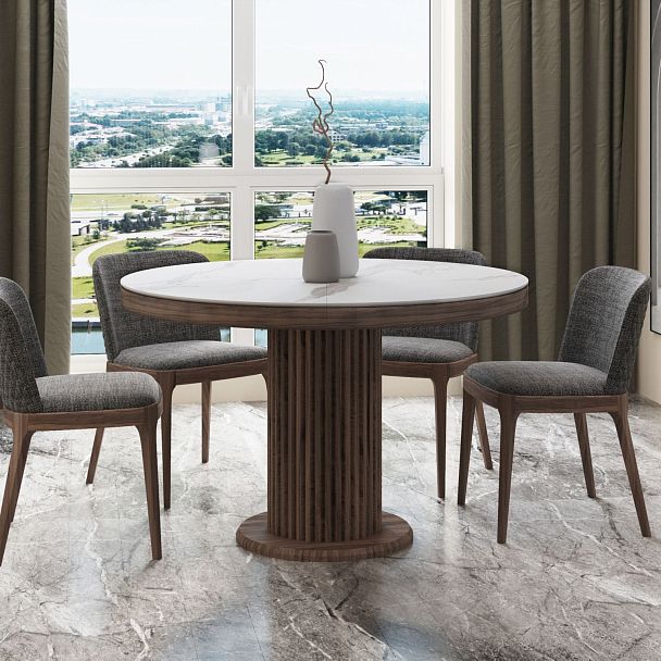 Стол Denver 110+40, круглый раздвижной, матовый - Вид 5