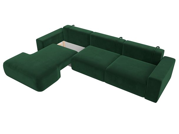 Диван угловой Лига-036 Классик Лонг левый угол Велюр зеленый - Вид 7