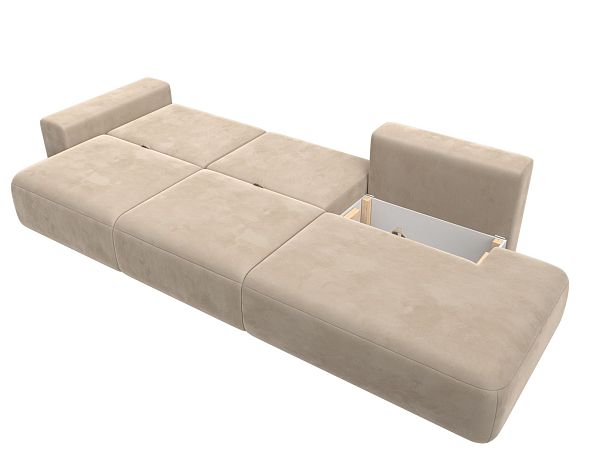 Диван прямой Лига-036 Модерн Лонг подлокотник слева Велюр бежевый - Вид 9