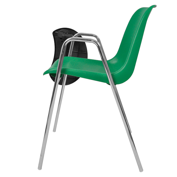 Стул Vicenza (4 ножки с подлокотниками + столик TLT), каркас хром, зеленый, РП+ИК - Вид 4
