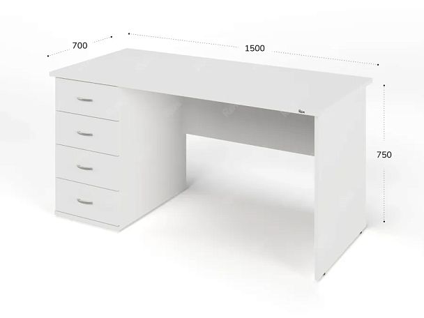 ЛАЙТ / LIGHT RLG008-15x7L Однотумбовый стол 150x70x75 Белый - Вид 3