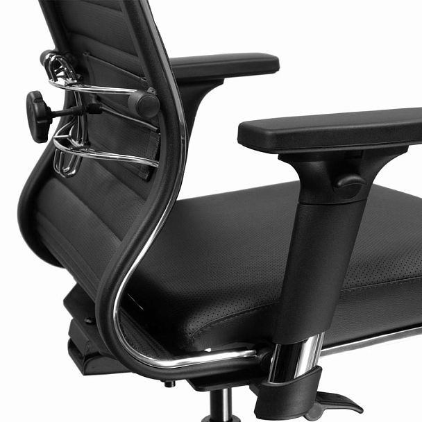 Кресло МЕТТА "ErgoLife" 10 B1-117D, хром, синхромеханизм, 2D-подлокотники, экокожа, черное - Вид 7