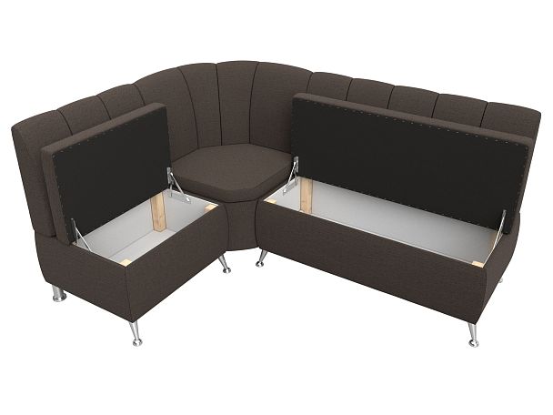 Диван кухонный угловой Кантри левый угол Рогожка коричневый - Вид 6