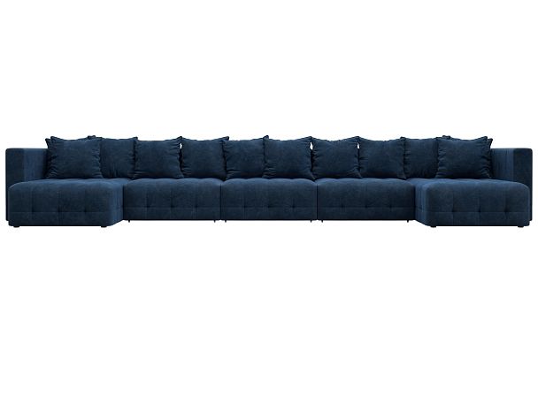 Диван П-образный Лига-052 НПБ МегаЛонг Велюр синий - Вид 2