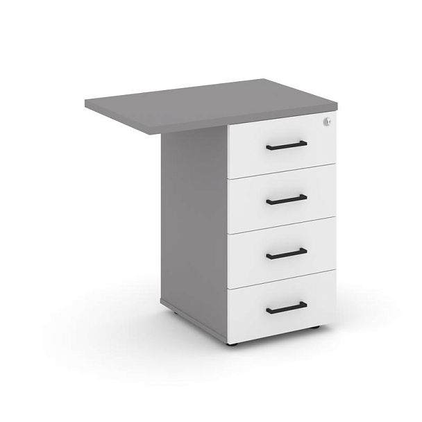 Стайл Проджект Тумба приставная SN.TPP-002 Серый Пепел/Белый/Черный Ручки 416/700*460*750 - Вид 2