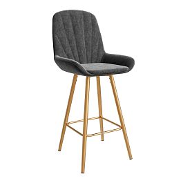 Стул ЮККИ Основание №5 Барный конус Золотое Велюр тип 1 Коричневый - Фото предпросмотра