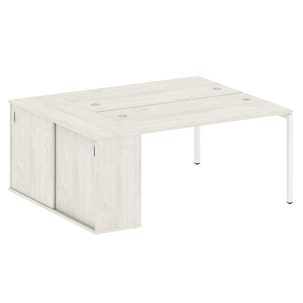 Metal System Quattro Р. ст. с шкафом-купе на П-образном м/к 40БП.РС-СШК-1.3 Т Дуб наварра/Белый металл 1810*1475*750 - Вид 1