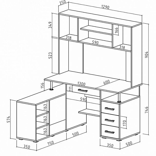 Стол письменный Амбер-23Я - Вид 2