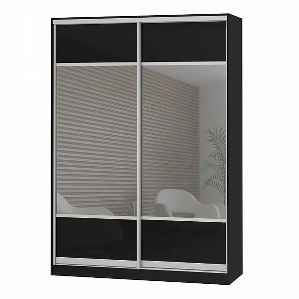 Шкаф Дерби 1600 ЗР- ЗР "Шкафы-купе" ПК-ДЕБ-Ш215Х160СЗ/1-В1-115 черный - Вид 1