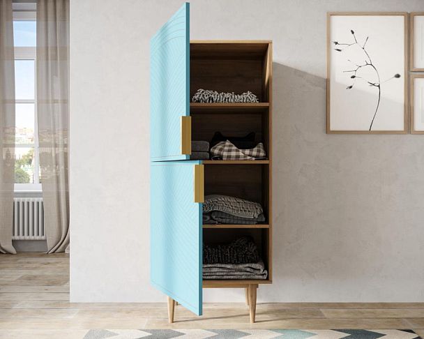 Вертикальный комод с двумя дверками Line LN05/GR1/blue - Вид 2
