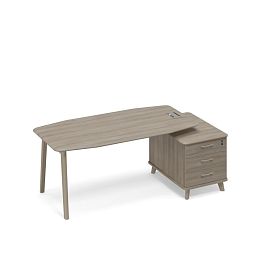 Стол на тумбе малой (тип 2) WOOD для руководителя Time wood ТМ В2 113 ВЛ ВЛ ВЛ вяз либерти - Фото предпросмотра