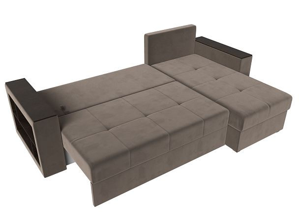 Диван угловой Дубай Лайт угол правый (полностью велюр коричневый) - Вид 9