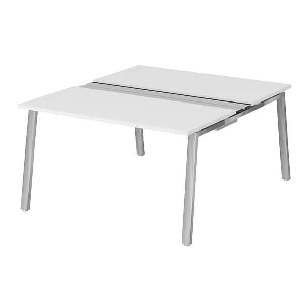 Рабочая станция на металлокаркасе с щетками "Столы для персонала"  ПК-ТНП-СР140Х160Н2/МКА/БЭ/КК-В2-1049 белый - Вид 1