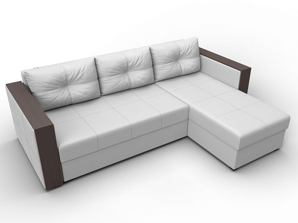 Диван угловой Валенсия Лайт правый угол Экокожа белый - Вид 6