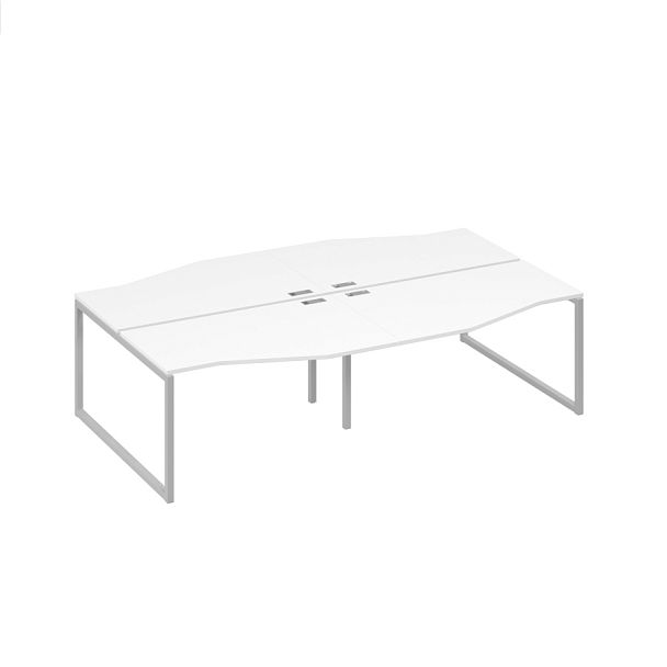 Рабочая станция столы Техно на металлокаркасе DUE (4х140) A4 А4 Б2 190-2 БП белый премиум / металлокаркас серый - Вид 1