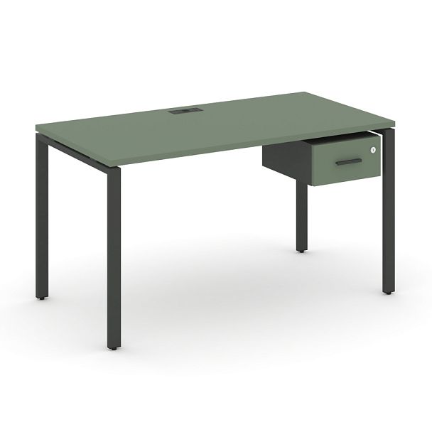 Concept Стол рабочий с подвесной тумбой с одним ящ. CN.SP-111 W Кобо/Антрацит/Металл Антрацит 1380*720*750 - Вид 1