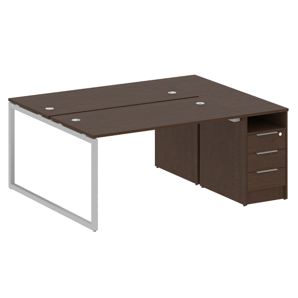 Metal System Quattro Р. ст. с тумбой на О-образном м/к 40БО.РС-СТП-2.3 Венге/Серый металл 1812*1475*750 - Вид 1