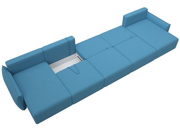Диван п-образный Лига-051 НПБ МегаЛонг Рогожка голубой - Вид 9