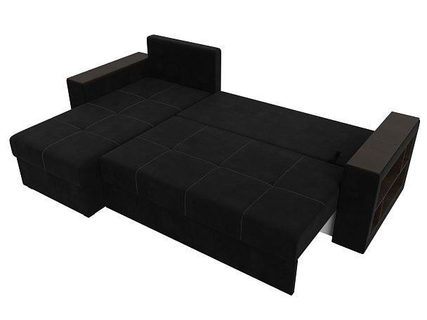 Диван угловой Дубай Лайт угол левый (полностью микровельвет черный) - Вид 9