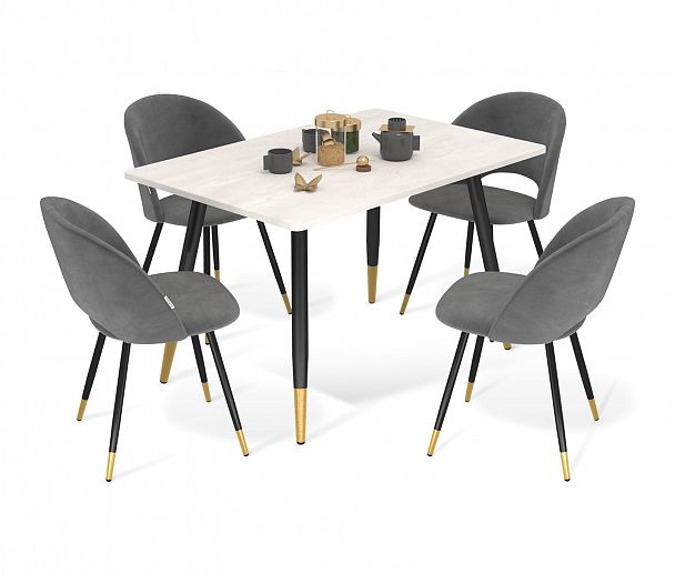 Обеденная группа Sheffilton SHT-DS216 левантера./платин.-серый/чер. муар/зол - Вид 2