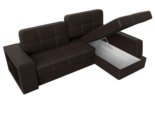 Угловой диван Брюссель правый (полностью экокожа коричневая) - Вид 7